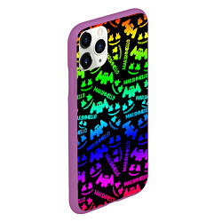 Чехол iPhone 11 Pro матовый Marshmello neon steel pattern, цвет: 3D-фиолетовый — фото 2