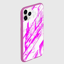 Чехол iPhone 11 Pro матовый Розовые полосы на белом фоне, цвет: 3D-фиолетовый — фото 2