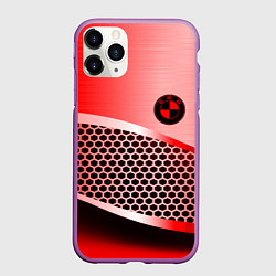 Чехол iPhone 11 Pro матовый BMW carbon texture, цвет: 3D-фиолетовый