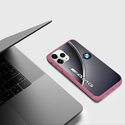 Чехол iPhone 11 Pro матовый BMW metalic auto metal, цвет: 3D-малиновый — фото 2