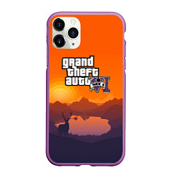 Чехол iPhone 11 Pro матовый GTA6 nature, цвет: 3D-фиолетовый