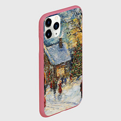 Чехол iPhone 11 Pro матовый Новогодние каникулы картина маслом, цвет: 3D-малиновый — фото 2