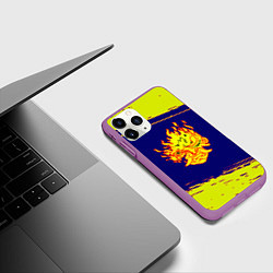 Чехол iPhone 11 Pro матовый Cyberpunk 2077 краски полосы, цвет: 3D-фиолетовый — фото 2