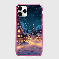 Чехол iPhone 11 Pro матовый Новогодний ламповый ночной город