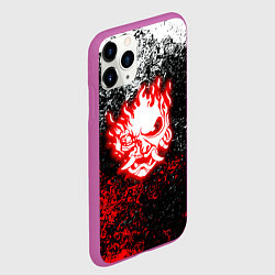 Чехол iPhone 11 Pro матовый Cyberpunk брызги красок, цвет: 3D-фиолетовый — фото 2
