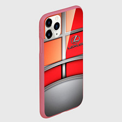 Чехол iPhone 11 Pro матовый Lexus carbon car, цвет: 3D-малиновый — фото 2