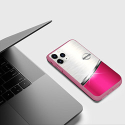 Чехол iPhone 11 Pro матовый Nissan auto metal, цвет: 3D-малиновый — фото 2