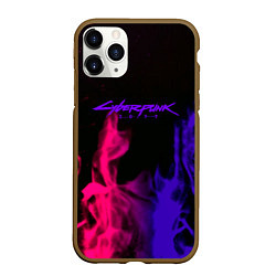 Чехол iPhone 11 Pro матовый Cyberpunk 2077 neon flame