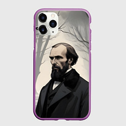 Чехол iPhone 11 Pro матовый Достоевский зимняя аллея, цвет: 3D-фиолетовый