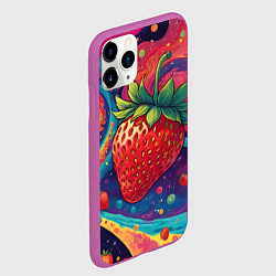 Чехол iPhone 11 Pro матовый Психоделика клубничка, цвет: 3D-фиолетовый — фото 2