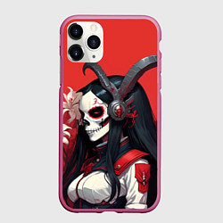 Чехол iPhone 11 Pro матовый Девушка с макияжем калавера