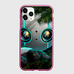Чехол iPhone 11 Pro матовый Дикий робот в кустах