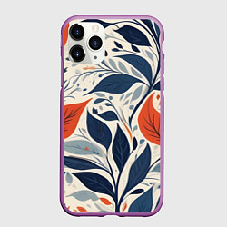 Чехол iPhone 11 Pro матовый Искусство листья абстракция