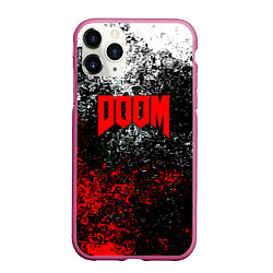 Чехол iPhone 11 Pro матовый Doom брызги красок, цвет: 3D-малиновый