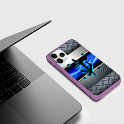 Чехол iPhone 11 Pro матовый Doom metal, цвет: 3D-фиолетовый — фото 2
