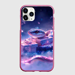 Чехол iPhone 11 Pro матовый Новогодняя магическая змея с подарками