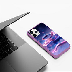 Чехол iPhone 11 Pro матовый Новогодняя магическая змея с подарками, цвет: 3D-фиолетовый — фото 2