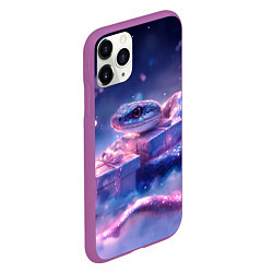 Чехол iPhone 11 Pro матовый Новогодняя магическая змея с подарками, цвет: 3D-фиолетовый — фото 2