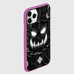 Чехол iPhone 11 Pro матовый Голова Орка на джинсах пэчворк, цвет: 3D-фиолетовый — фото 2