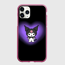 Чехол iPhone 11 Pro матовый Куроми в фиолетовом сердце, цвет: 3D-малиновый