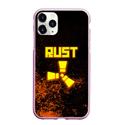 Чехол iPhone 11 Pro матовый RUST брызги красок лого