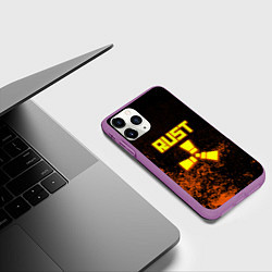 Чехол iPhone 11 Pro матовый RUST брызги красок лого, цвет: 3D-фиолетовый — фото 2