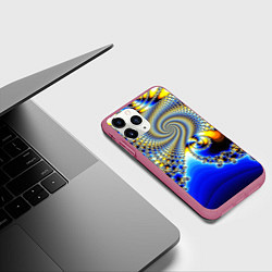 Чехол iPhone 11 Pro матовый Фрактальный психоделики узор, цвет: 3D-малиновый — фото 2