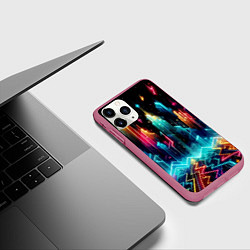 Чехол iPhone 11 Pro матовый Neon fantastic metropolis - vaporwave, цвет: 3D-малиновый — фото 2