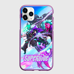 Чехол iPhone 11 Pro матовый Герои из Supervive, цвет: 3D-фиолетовый