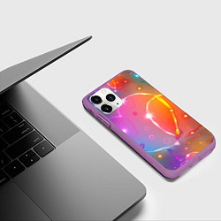 Чехол iPhone 11 Pro матовый Неоновые сердца со звездочками, цвет: 3D-фиолетовый — фото 2