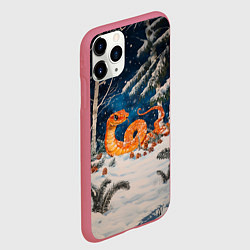 Чехол iPhone 11 Pro матовый Оранжевая змея в лесу, цвет: 3D-малиновый — фото 2