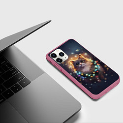 Чехол iPhone 11 Pro матовый Уютный котик - Новый год, цвет: 3D-малиновый — фото 2