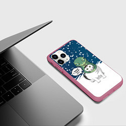 Чехол iPhone 11 Pro матовый Символ года - Кот змея, цвет: 3D-малиновый — фото 2