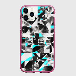 Чехол iPhone 11 Pro матовый Black and blue abstraction on a white background