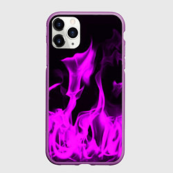 Чехол iPhone 11 Pro матовый Неоновый огонь в дыму, цвет: 3D-фиолетовый