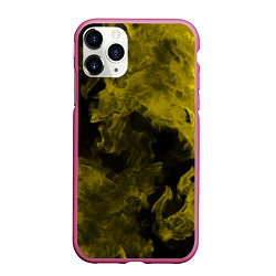 Чехол iPhone 11 Pro матовый Жёлтый дым в огне, цвет: 3D-малиновый