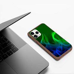 Чехол iPhone 11 Pro матовый Столкновение огней синий и зелёный, цвет: 3D-коричневый — фото 2