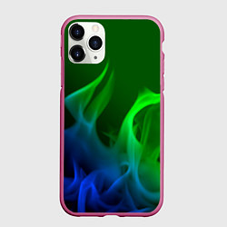 Чехол iPhone 11 Pro матовый Столкновение огней синий и зелёный