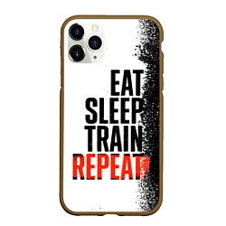 Чехол iPhone 11 Pro матовый Eat sleep train repeat