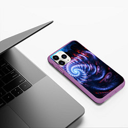 Чехол iPhone 11 Pro матовый Оптический фрактальный узор текстура, цвет: 3D-фиолетовый — фото 2