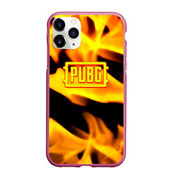 Чехол iPhone 11 Pro матовый PUBG fire steel, цвет: 3D-малиновый