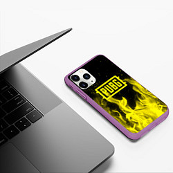 Чехол iPhone 11 Pro матовый PUBG fire yellow, цвет: 3D-фиолетовый — фото 2