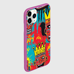 Чехол iPhone 11 Pro матовый Абстракция в стиле баския, цвет: 3D-фиолетовый — фото 2