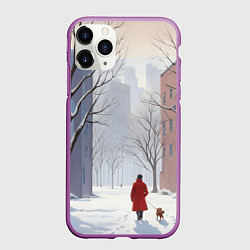 Чехол iPhone 11 Pro матовый Прогулка зима