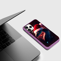 Чехол iPhone 11 Pro матовый Змея в новогодней шапке, цвет: 3D-фиолетовый — фото 2