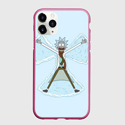 Чехол iPhone 11 Pro матовый Рик и Морти снег - бабочка