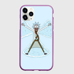 Чехол iPhone 11 Pro матовый Рик и Морти снег - бабочка