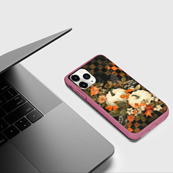Чехол iPhone 11 Pro матовый Бледные тыквы, цвет: 3D-малиновый — фото 2