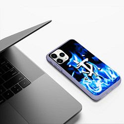 Чехол iPhone 11 Pro матовый Doom fire logo steel, цвет: 3D-светло-сиреневый — фото 2