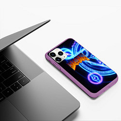 Чехол iPhone 11 Pro матовый Doom мистические символы, цвет: 3D-фиолетовый — фото 2